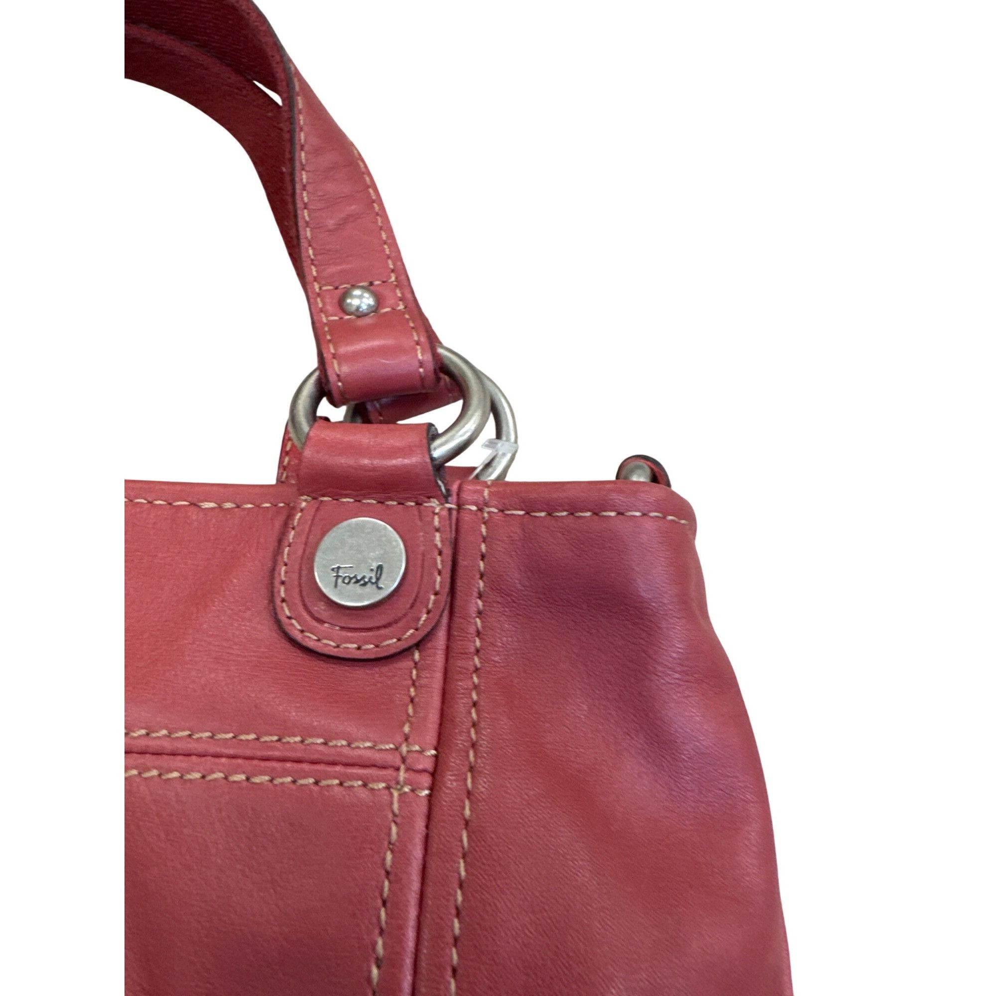 Fossil Fossil Vintage Womans Red Leather Handbag Clutch With Dual H Size ONE SIZE - 5 Thumbnail