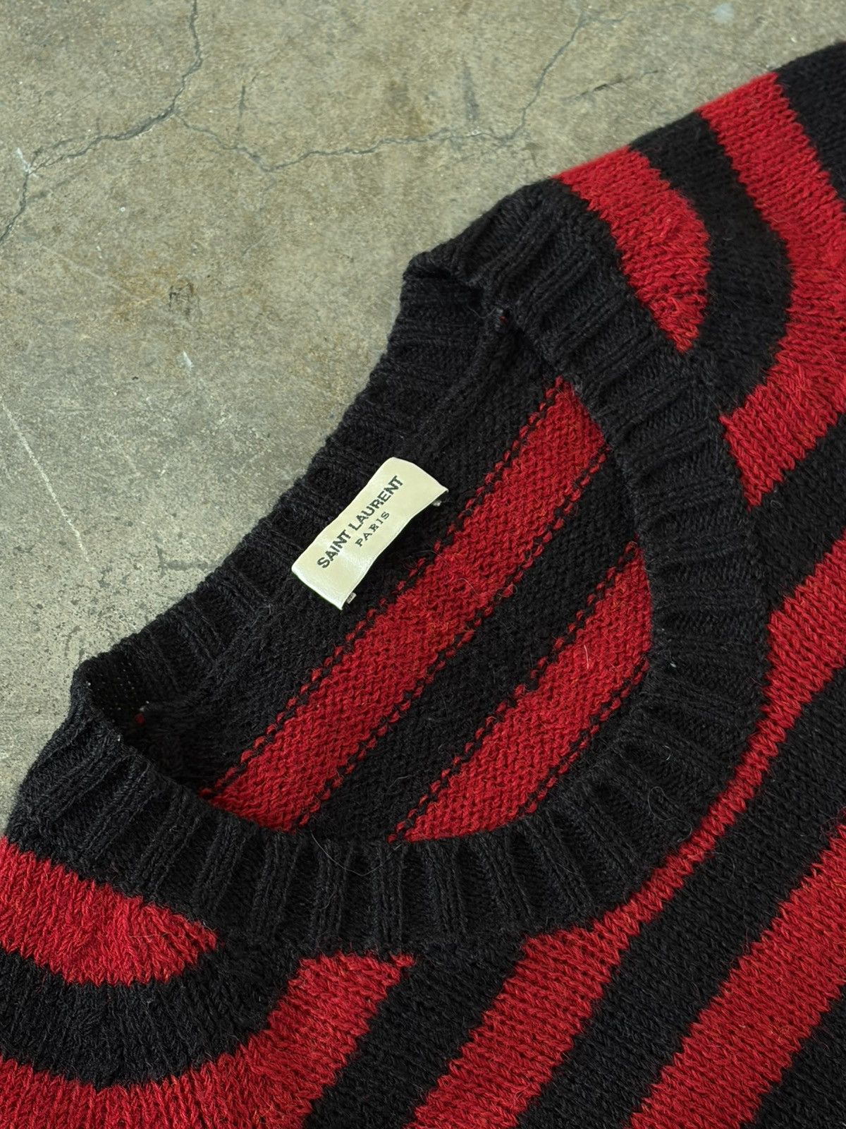 Saint Laurent Paris Saint Laurent Red Striped Sweater Wool Size US M / EU 48-50 / 2 - 2 Thumbnail