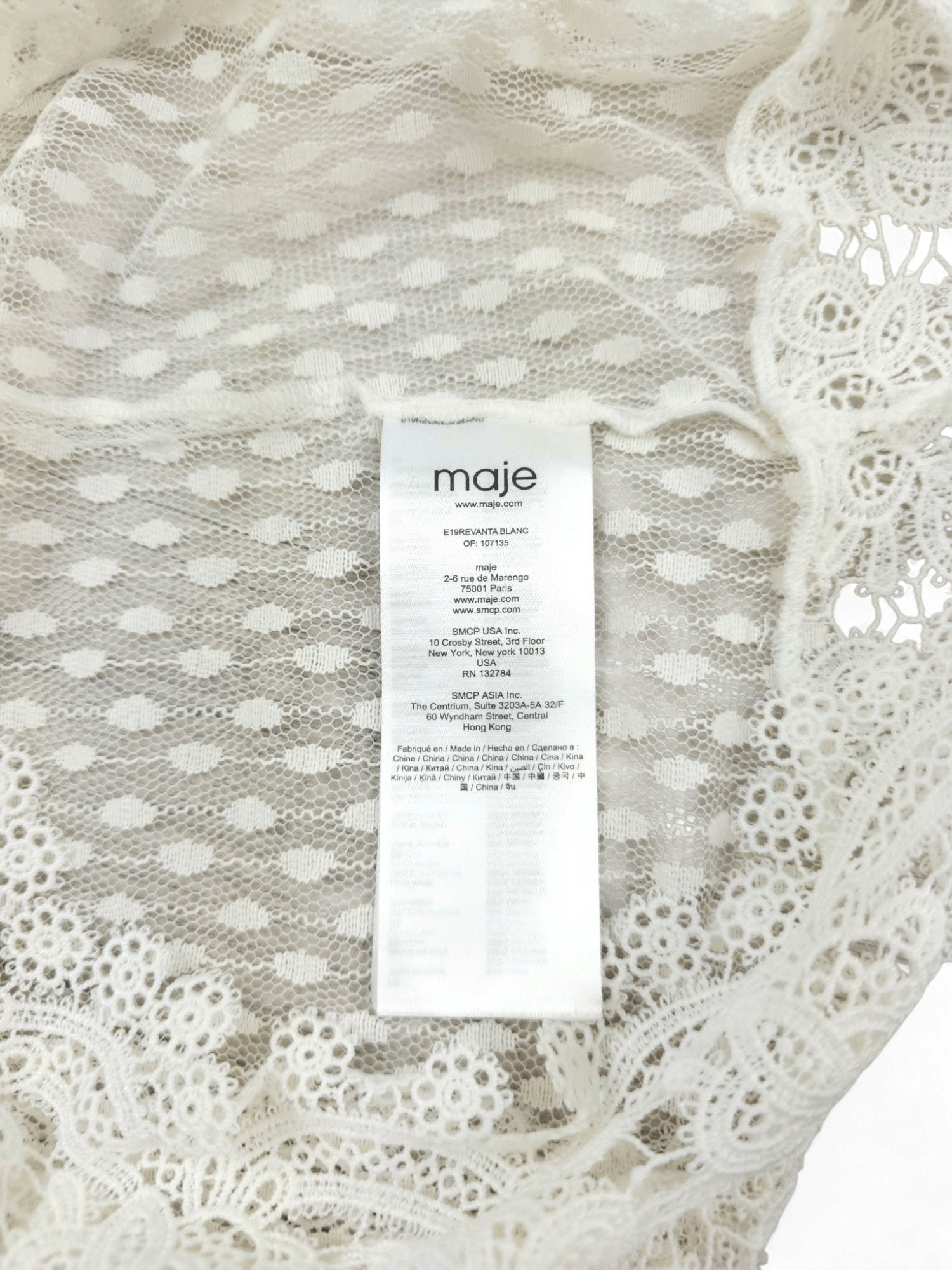 Maje 💎 Maje Transparent White Lace Midi-Length Dress Size M / US 6-8 / IT 42-44 - 13 Thumbnail
