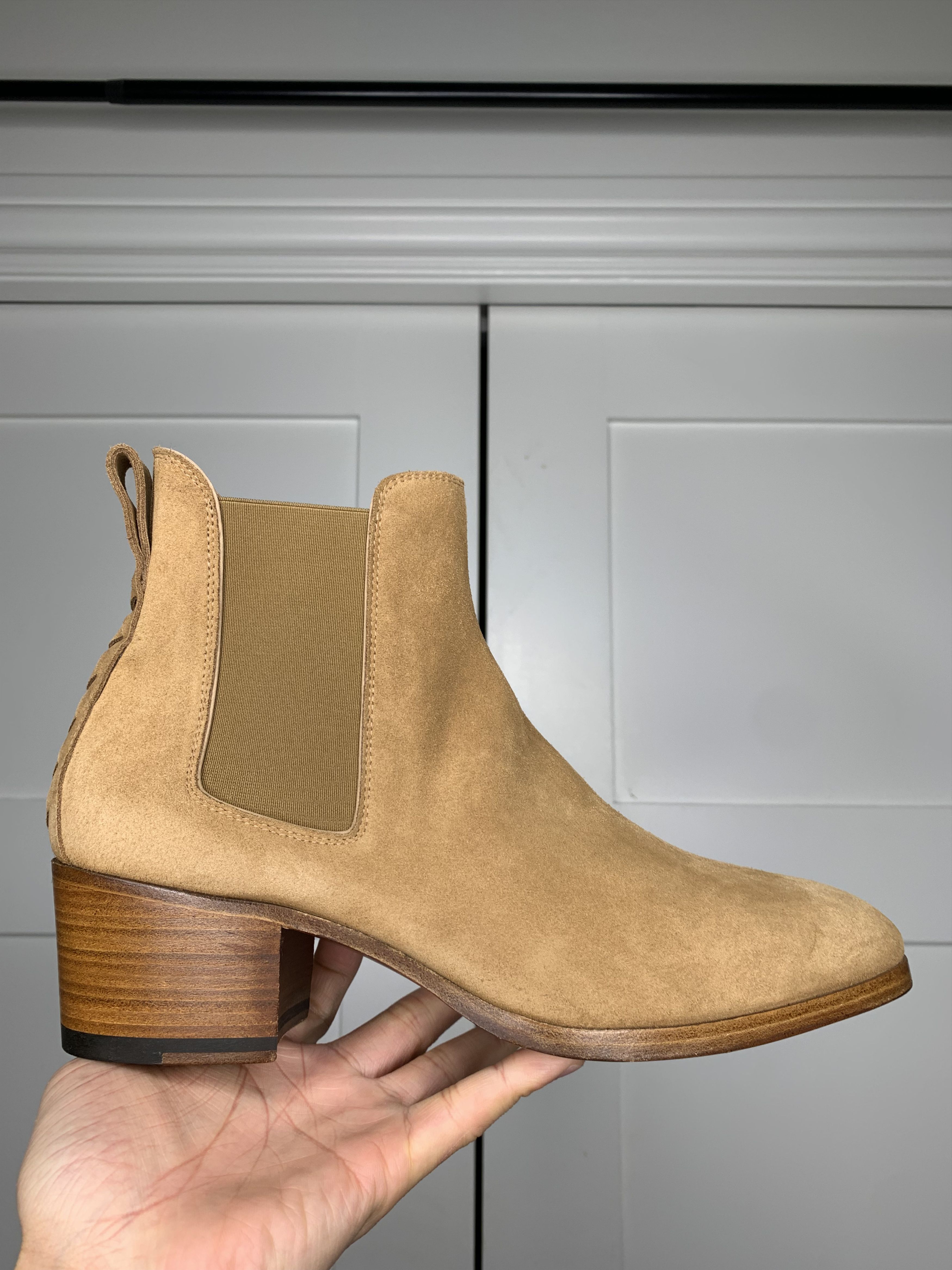 Bottega Veneta Suede Beige Chelsea Boots, Men's (Size 7.5)