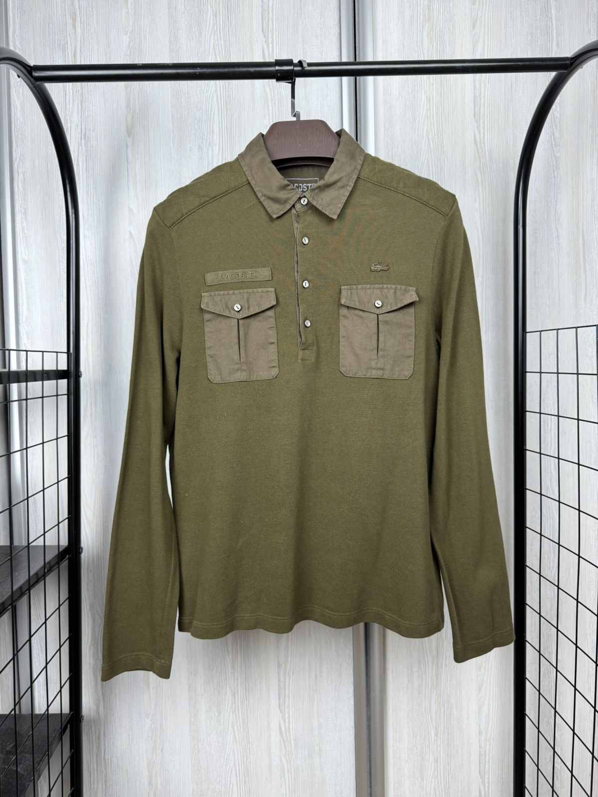 Lacoste Lacoste Khaki Green vintage slim fit rugby polo shirt Size US M / EU 48-50 / 2 - 1 Thumbnail