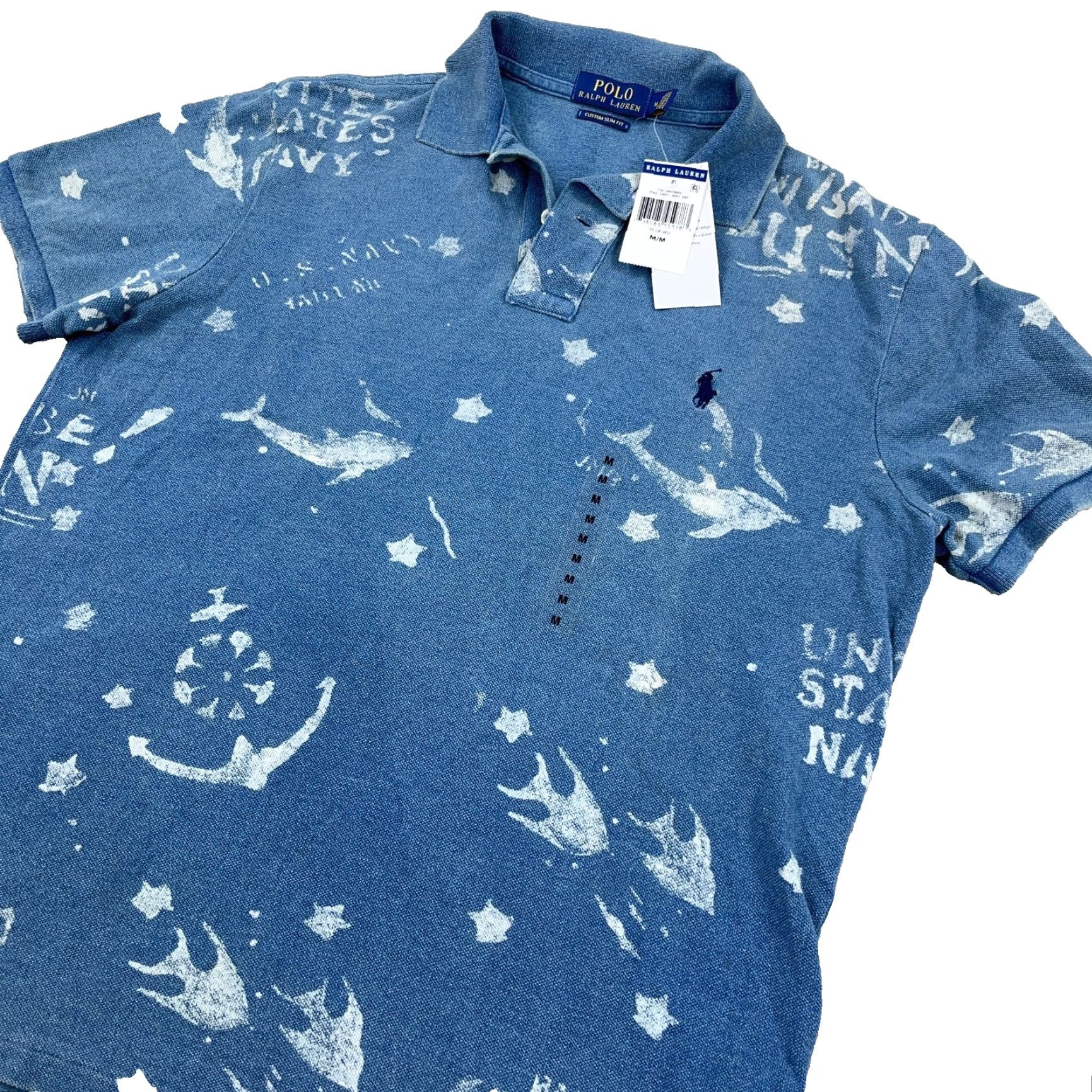 Polo Ralph Lauren Polo Ralph Lauren Polo Shirt Men Medium Blue USA Navy Stencil Print Custom Slim Size US M / EU 48-50 / 2 - 3 Thumbnail