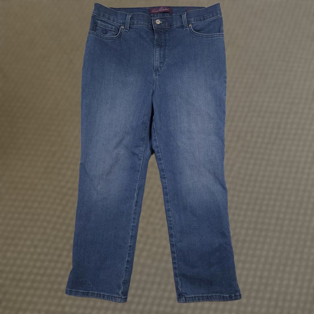 Gloria Vanderbilt Gloria Vanderbilt Amanda Jeans Womens 16P Short Blue High Rise Tapered Stretch Denim Cotton Blend Spandex 5-Pocket Zip Button Size 38" / US 16 / IT 52 - 1 Thumbnail