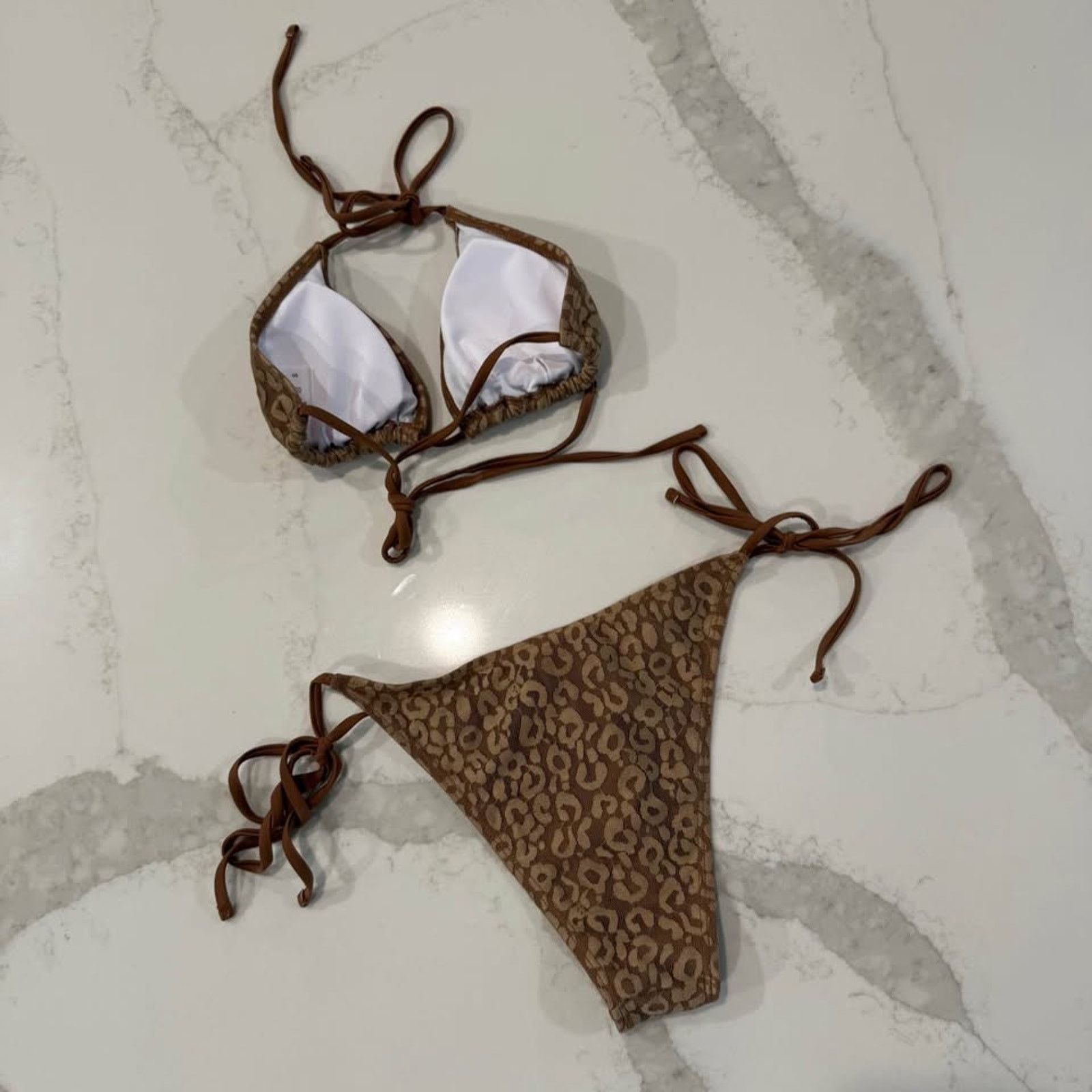 Shein SHEIN Sexy Leopard Print Triangle Bikini Set Womens Small Size ONE SIZE - 5 Thumbnail