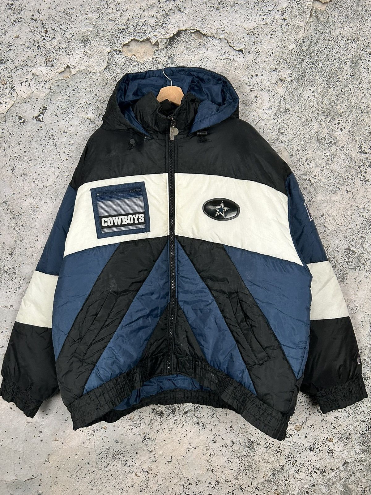 image of Dallas Cowboys Nfl Pro Player Puffer Jacket 90's in Blue, Men's (Size 2XL)