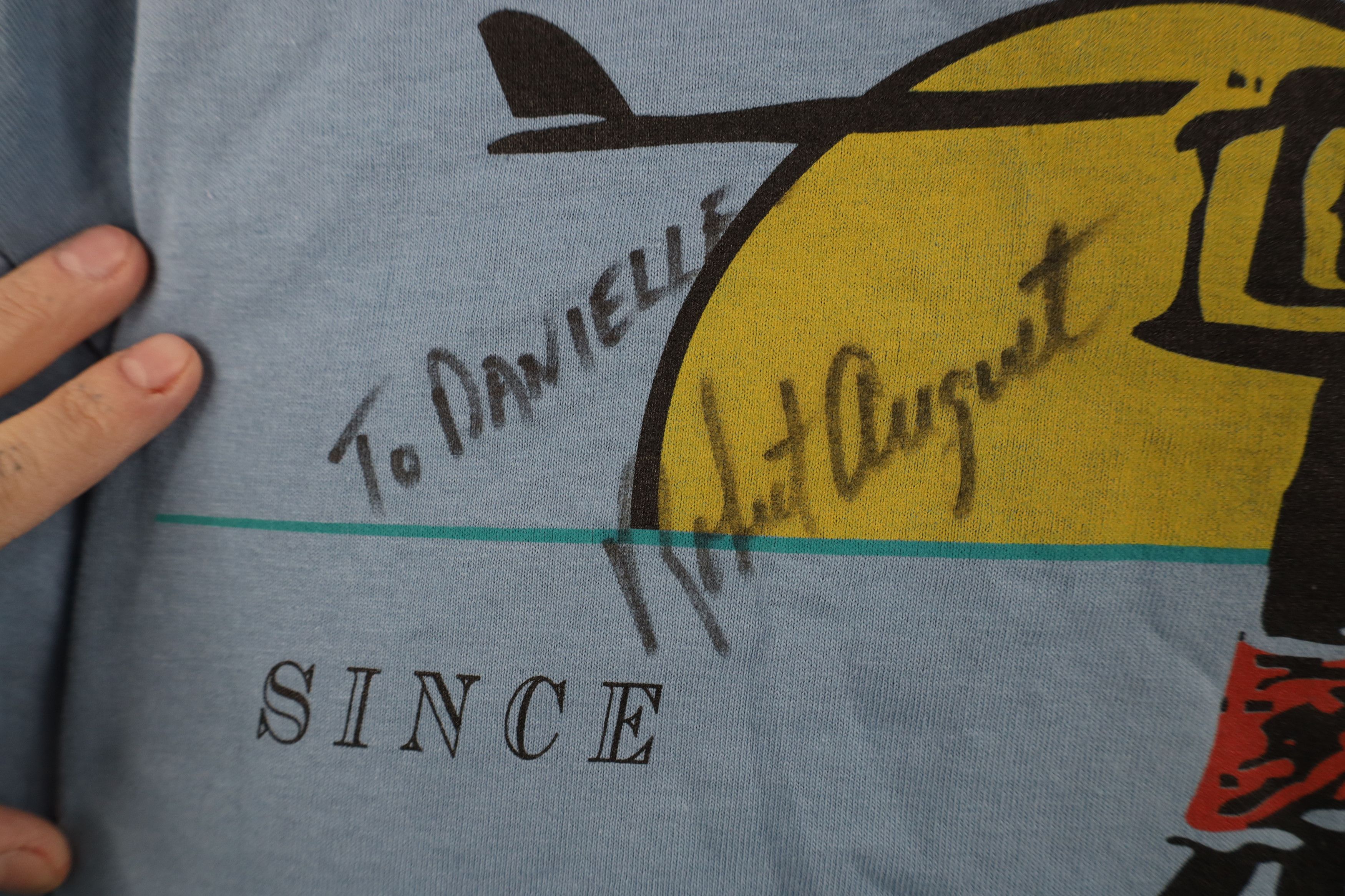 Vintage Vintage 90s Robert August Surfing Surf T-Shirt Blue Size US L / EU 52-54 / 3 - 9 Thumbnail
