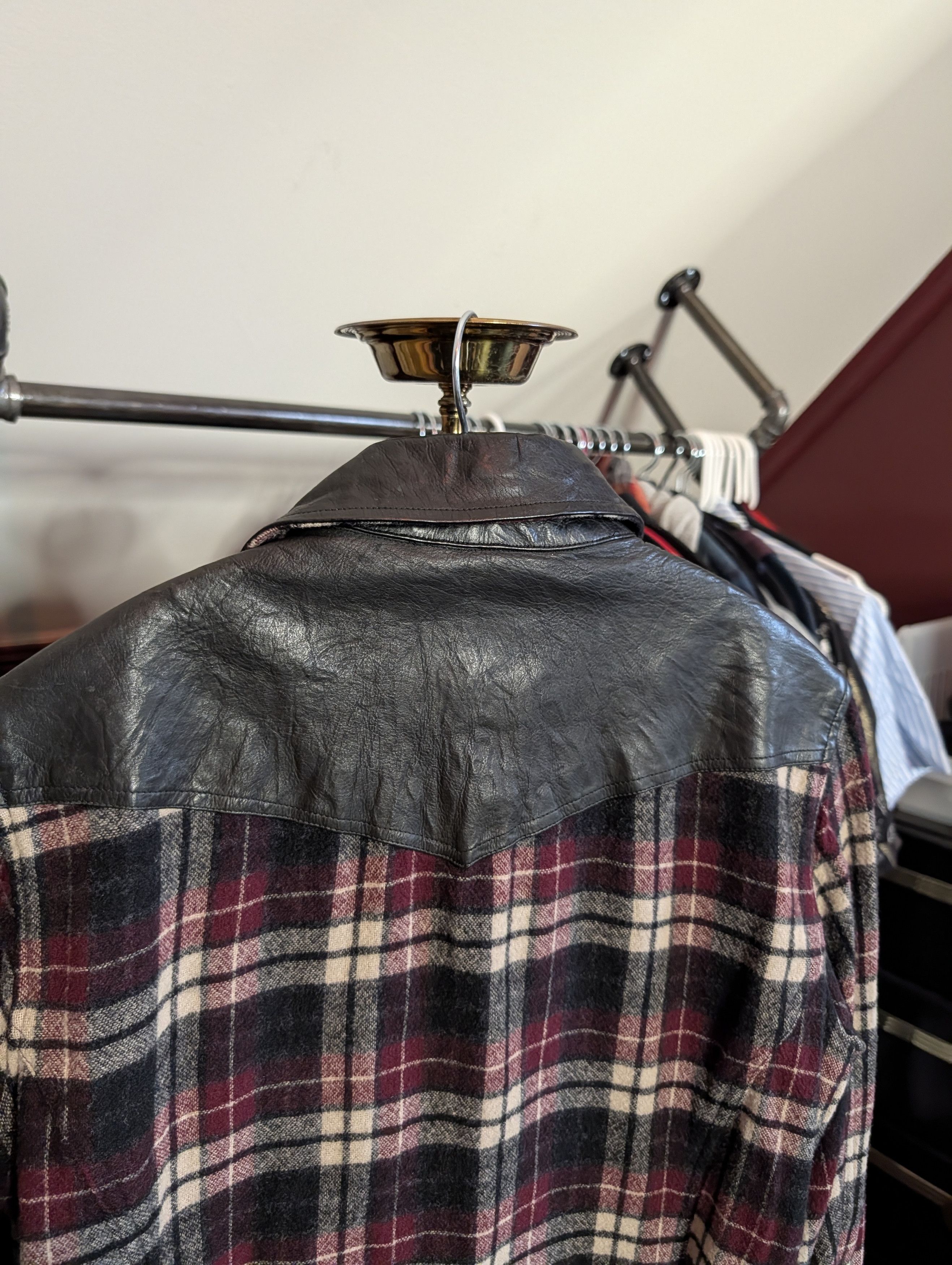 Isamu Katayama Backlash Leather/Wool Plaid Flannel Western Shirt Jacket SM Size US S / EU 44-46 / 1 - 10 Thumbnail