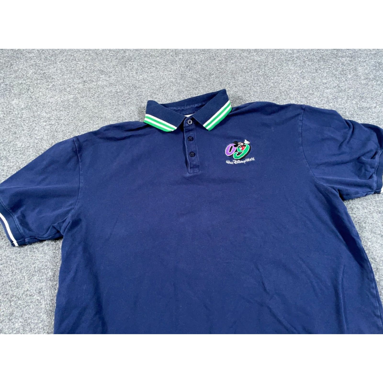 Disney Disney World Polo Shirt Adult Large Dark Blue Mickey Mouse 2009 Y2K Stretch Size US L / EU 52-54 / 3 - 6 Thumbnail