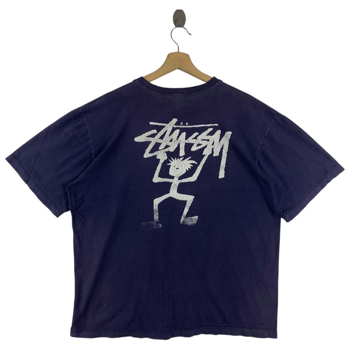 Stussy × Vintage Vintage 90s STUSSY Stickman big printed streetwear tee Size US L / EU 52-54 / 3 - 1 Thumbnail