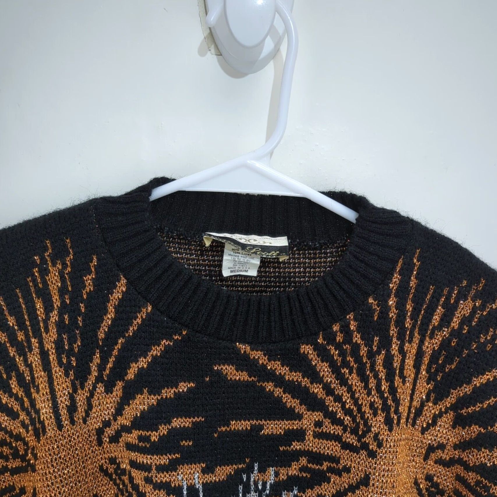 Vintage VINTAGE Dana Scott Gold Glitter Firework Mock Neck Sweater Medium Abstract Size M / US 6-8 / IT 42-44 - 4 Thumbnail