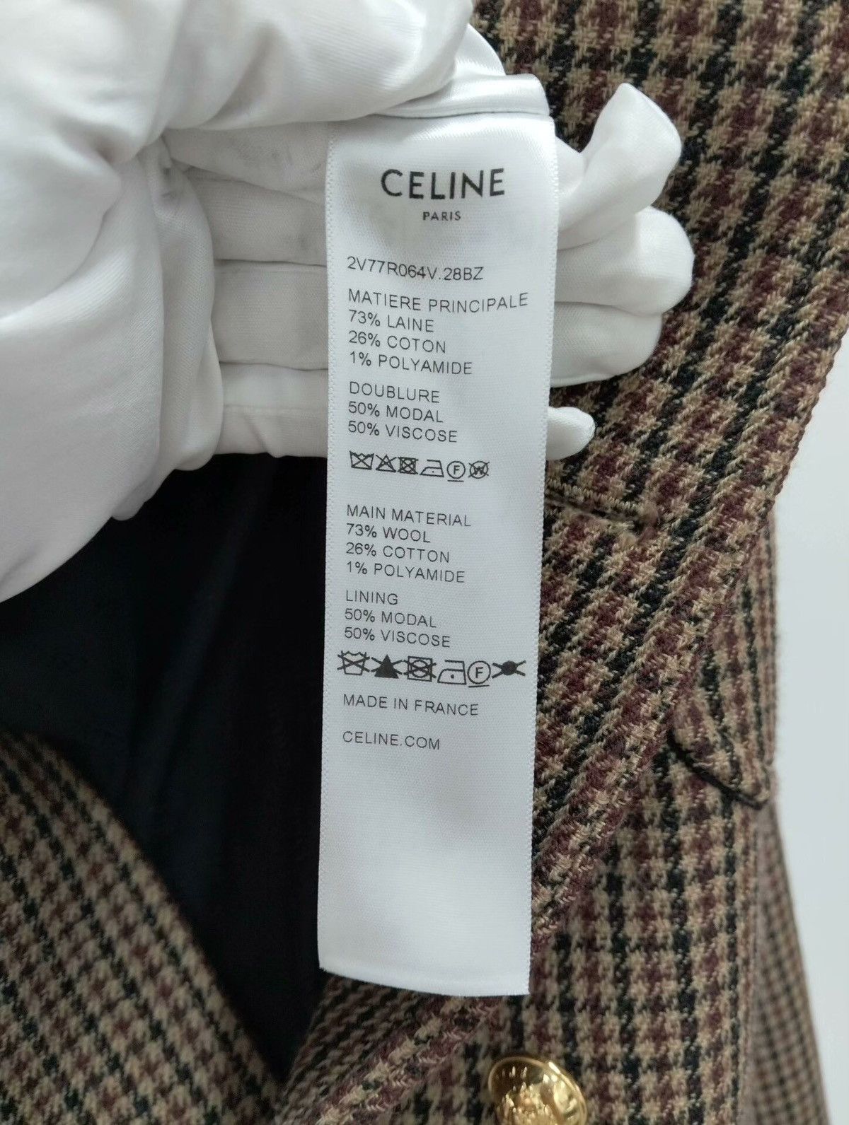 Celine Celine Chelsea jacket with 8 buttons double houndstooth wool Size XS / US 0-2 / IT 36-38 - 7 Thumbnail