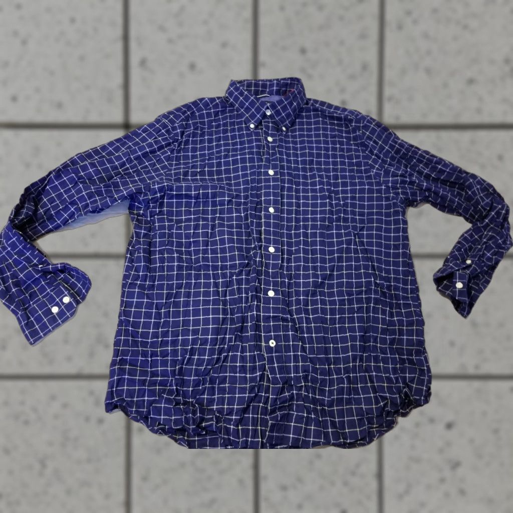 Nautica Nautica Mens Button-Up Dress Shirt XL Navy Blue Cotton Long Sleeve Button-Down Collar Casual Regular Fit Size 46R - 1 Thumbnail