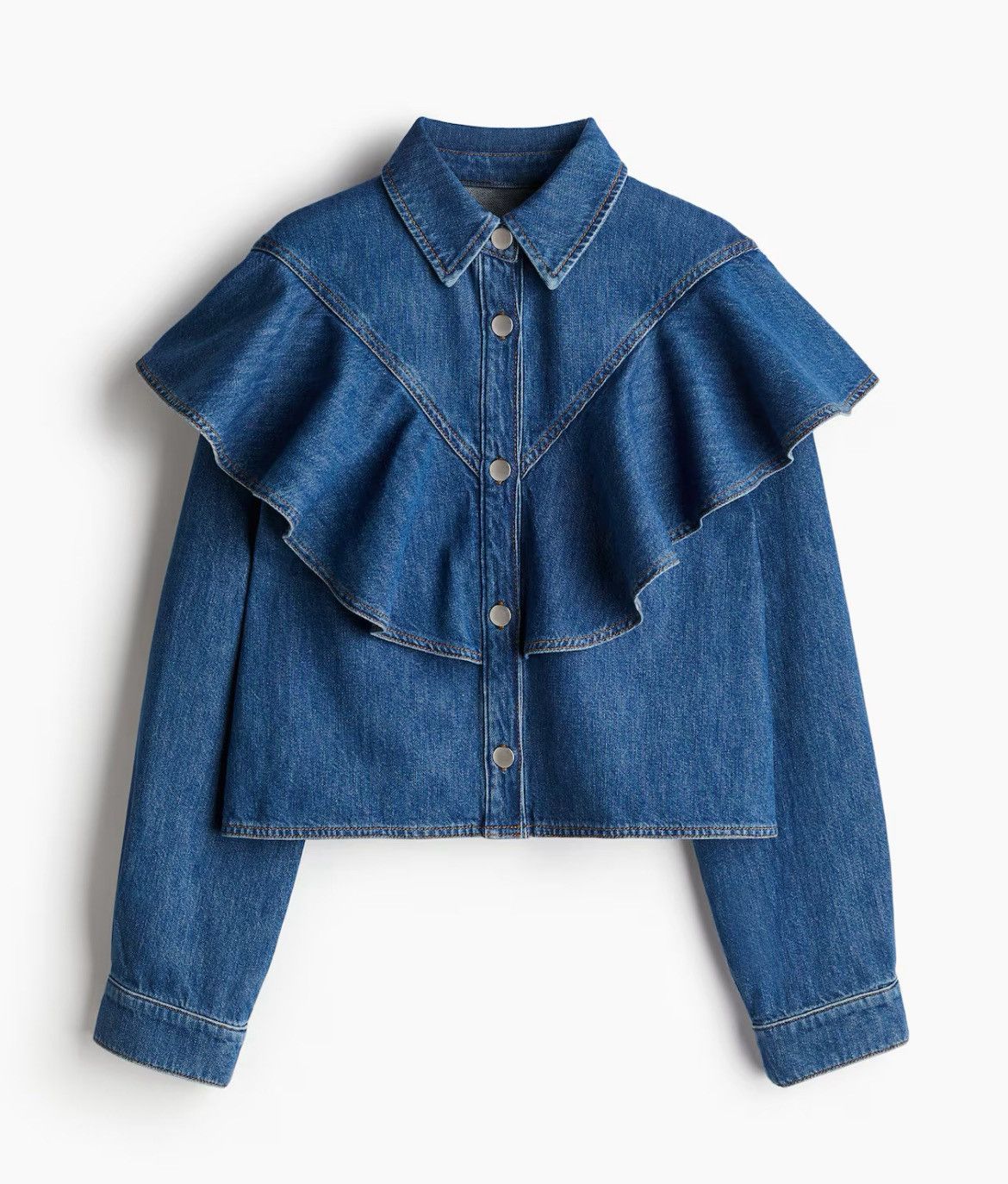 H&M H&M Denim ruffles button down shirt Size M / US 6-8 / IT 42-44 - 1 Thumbnail