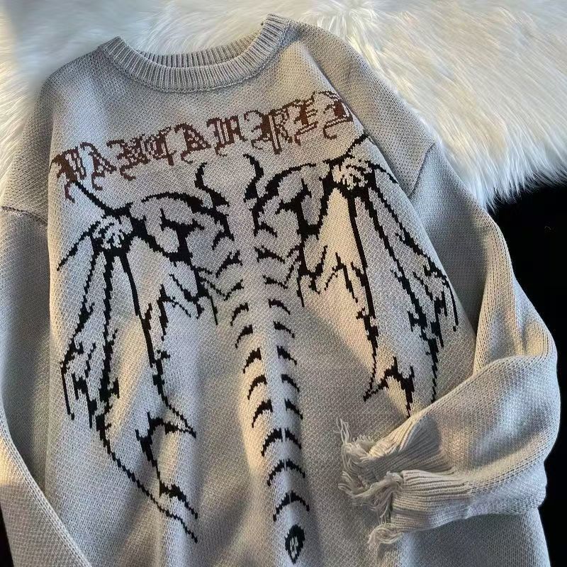 Japanese Brand × Vintage Grey casual retro angel wings pattern knit sweater Size US L / EU 52-54 / 3 - 3 Thumbnail