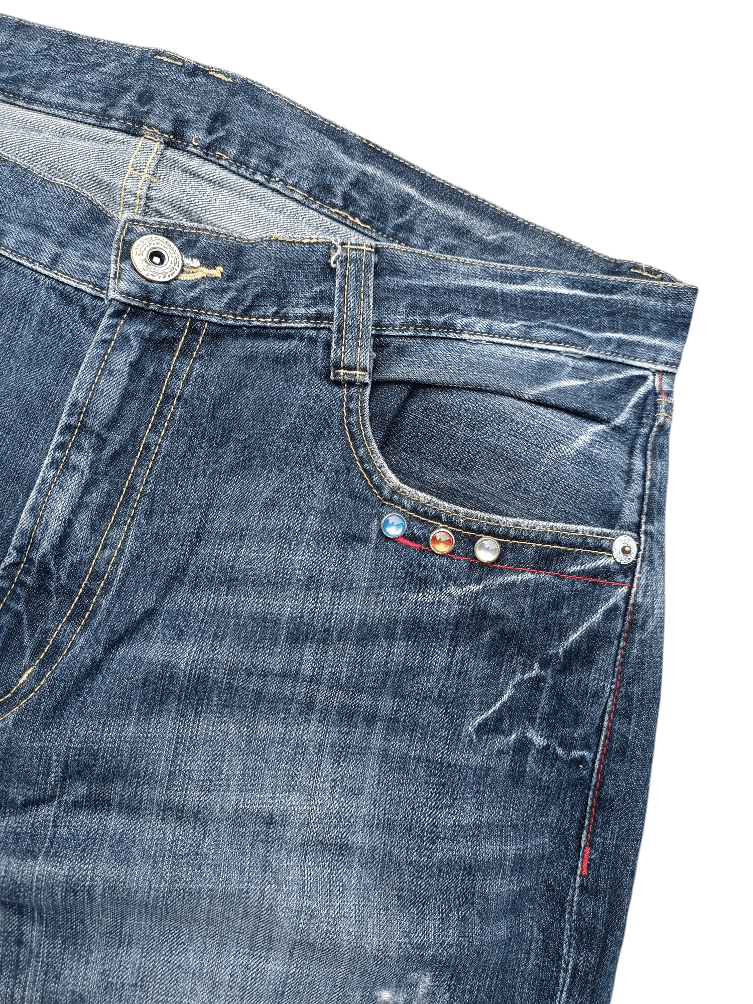 Japanese Brand × Le Grande Bleu (L.G.B.) × Tornado Mart RARE Flared Nylaus Whiskers Distressed Jeans Size US 36 / EU 52 - 4 Thumbnail