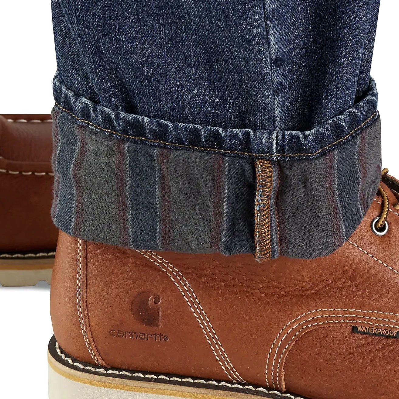 Carhartt Jeans Relaxed Flannel Lined BD4942-M 40x32 Blue Men Straight Bagged Regular 40 32 Azul