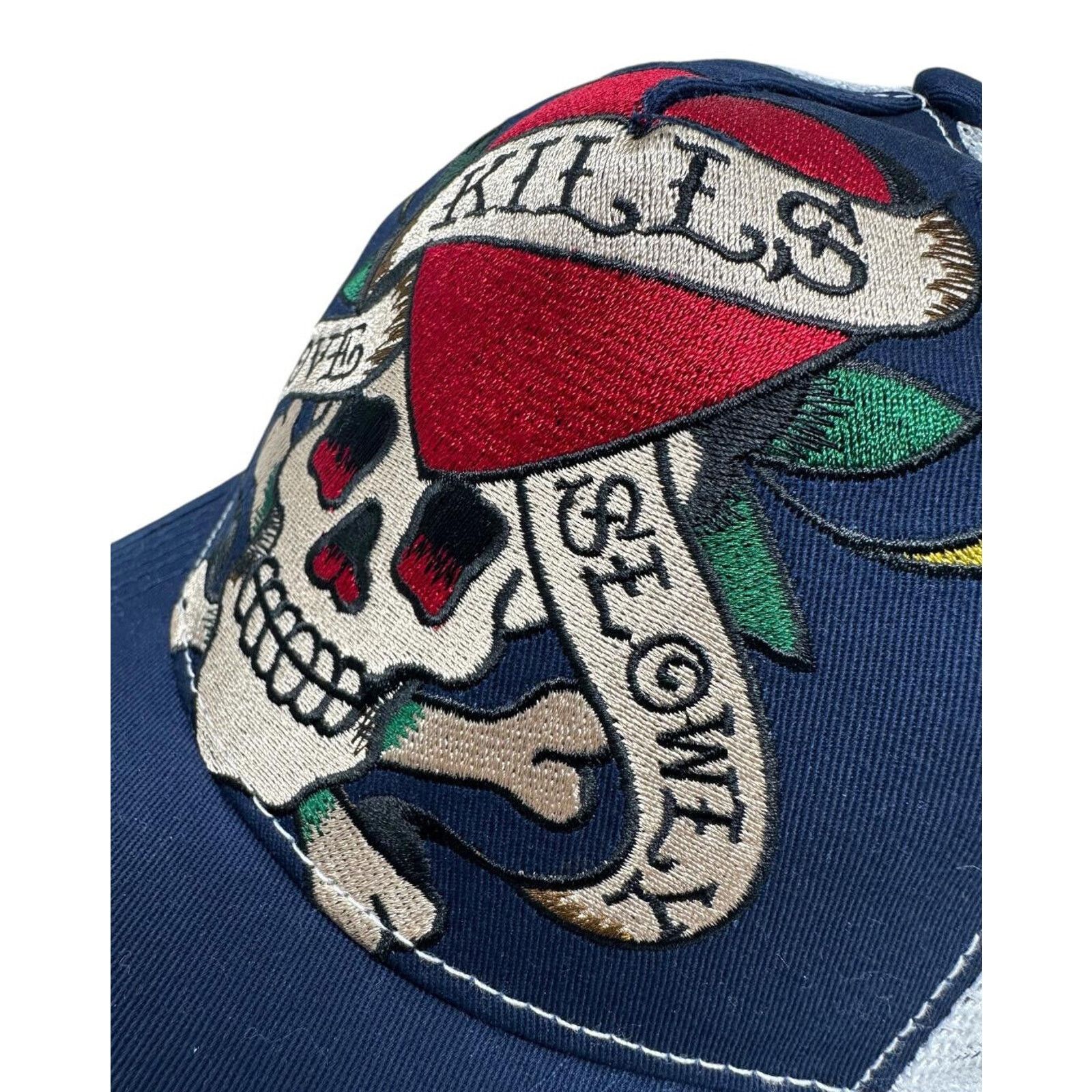 Ed Hardy Ed Hardy Trucker Hat Embroidered Heart Skull Snapback Cap Size ONE SIZE - 4 Thumbnail
