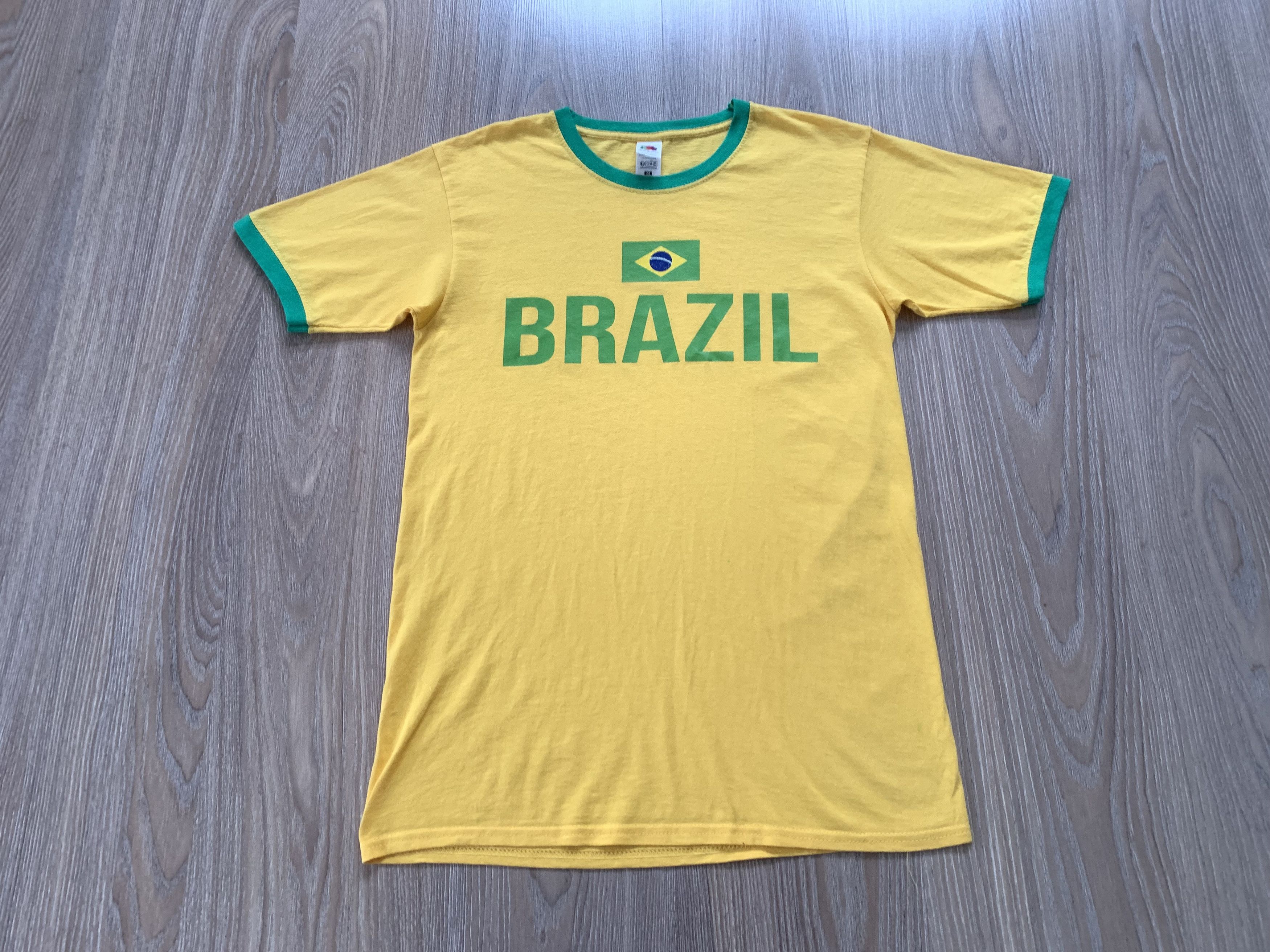Fruit Of The Loom Vintage Brazil Yellow Printed Cotton T-Shirt Size US M / EU 48-50 / 2 - 2 Thumbnail