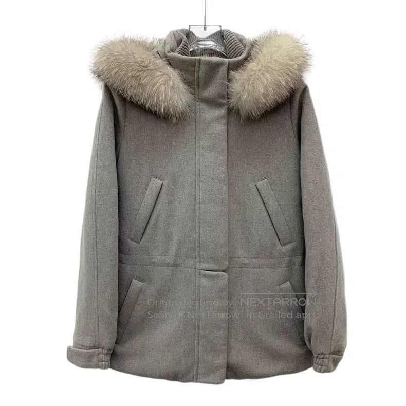 Loro Piana Loro Piana Gray Cashmere Hooded Cotton Jacket with Fur Col Size XXS / US 00 / IT 34 - 1 Thumbnail