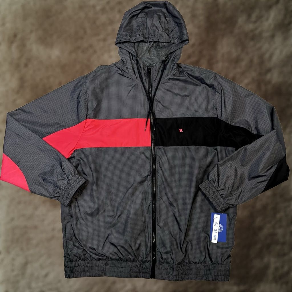 Hurley Hurley Windbreaker Jacket Mens Size L 90s Pink Gray Black Full Zip Hooded Pockets Lightweight New Regular fit Color Blocked Shirt/Coat? Size US L / EU 52-54 / 3 - 1 Thumbnail