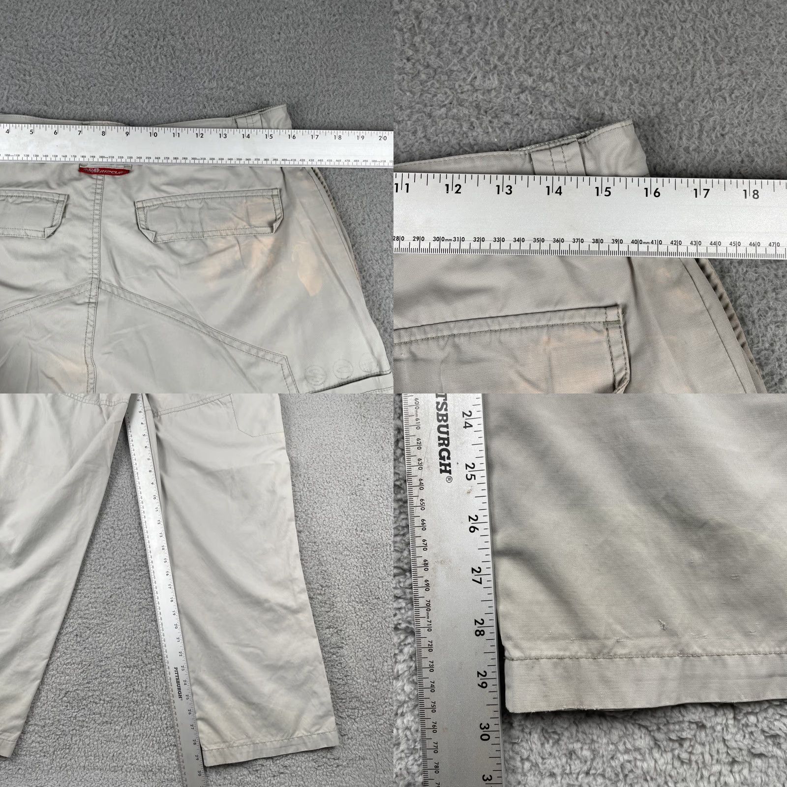Vintage VINTAGE 90s Surfer Skater Cargo Pants Mens 32x30 Khaki Beige Bleach Stains Cotton Nylon Jeans Pants Size US 32 / EU 48 - 10 Thumbnail