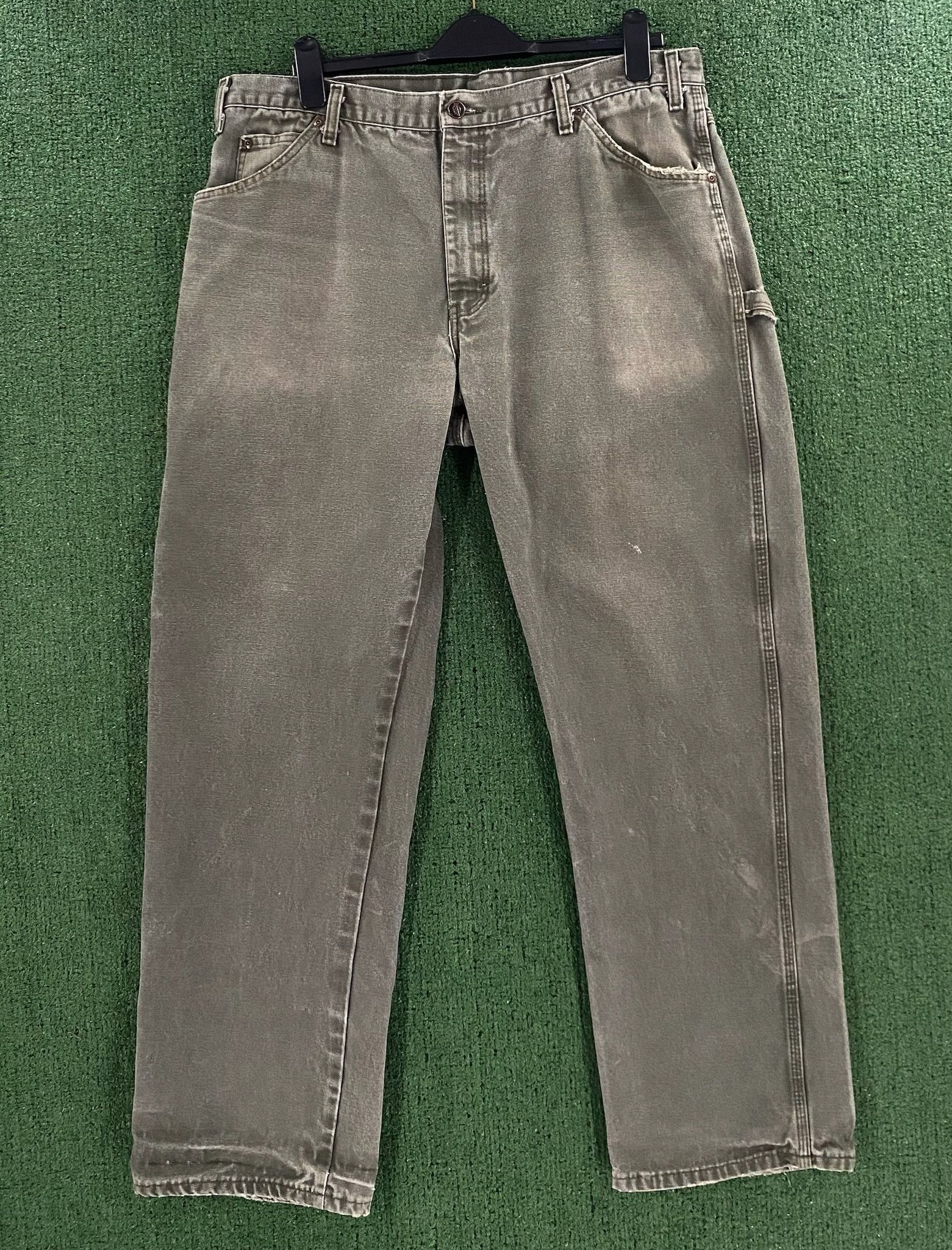 Dickies Dickies Canvas Green Distressed Carpenter Pants Men's 37x 31 Size US 37 - 1 Thumbnail