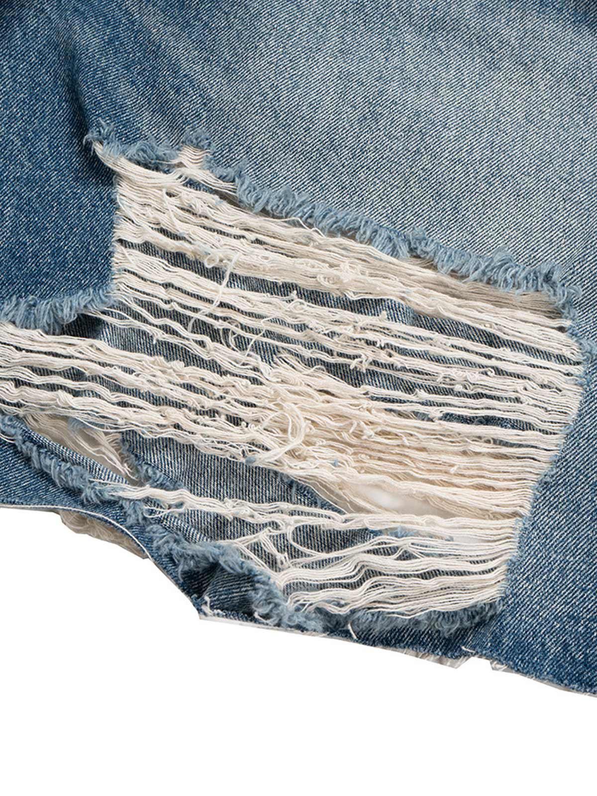 Japanese Brand Street Ripped Denim Shorts Size ONE SIZE - 5 Thumbnail