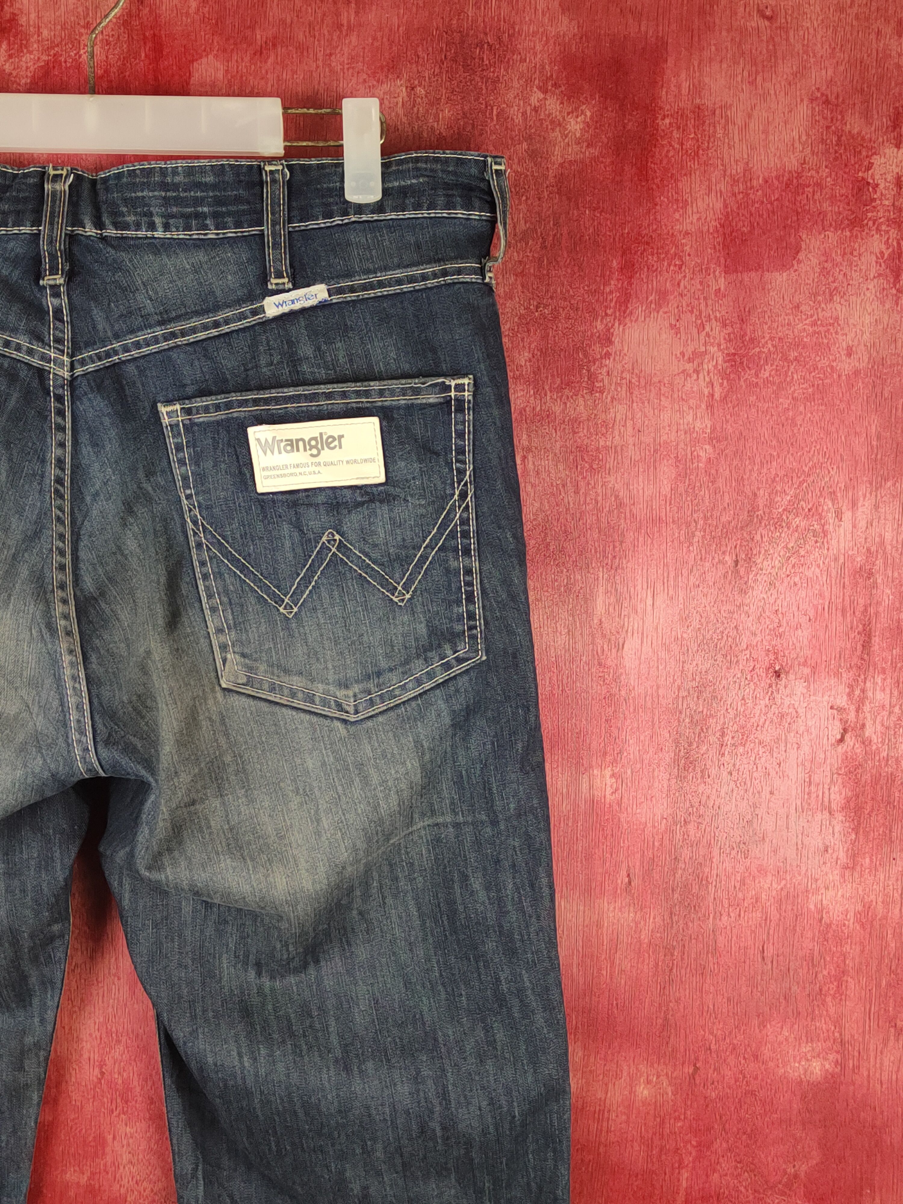 Japanese Brand Wrangler Dark Blue Distressed Ripped Jeans #S1663 Size US 34 / EU 50 - 12 Thumbnail