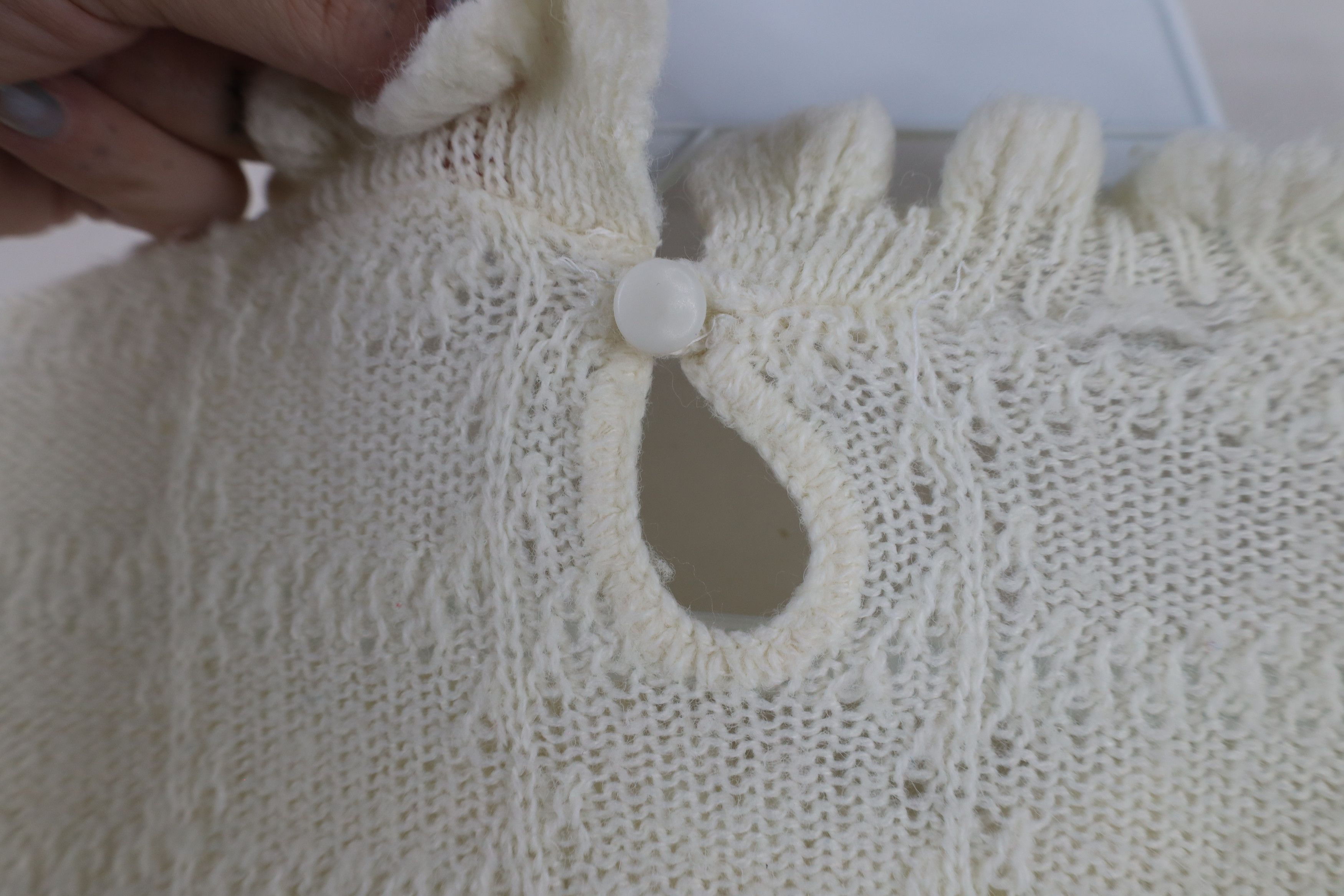 Vintage Vintage 60s Streetwear Frilly Knit Sweater Cream USA Size M / US 6-8 / IT 42-44 - 10 Thumbnail