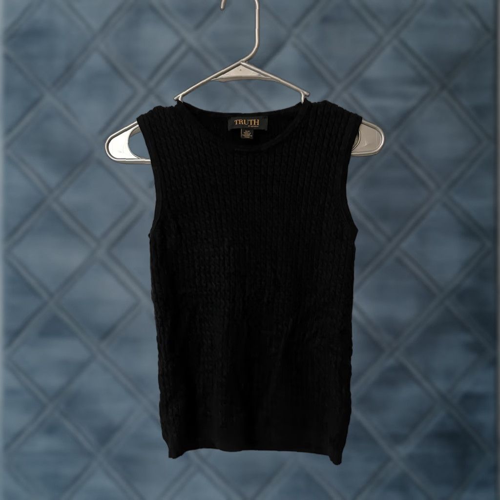 Vintage Truth By Republic Black Sleeveless Sweater Vest Sz Small pullover Size S / US 4 / IT 40 - 1 Thumbnail