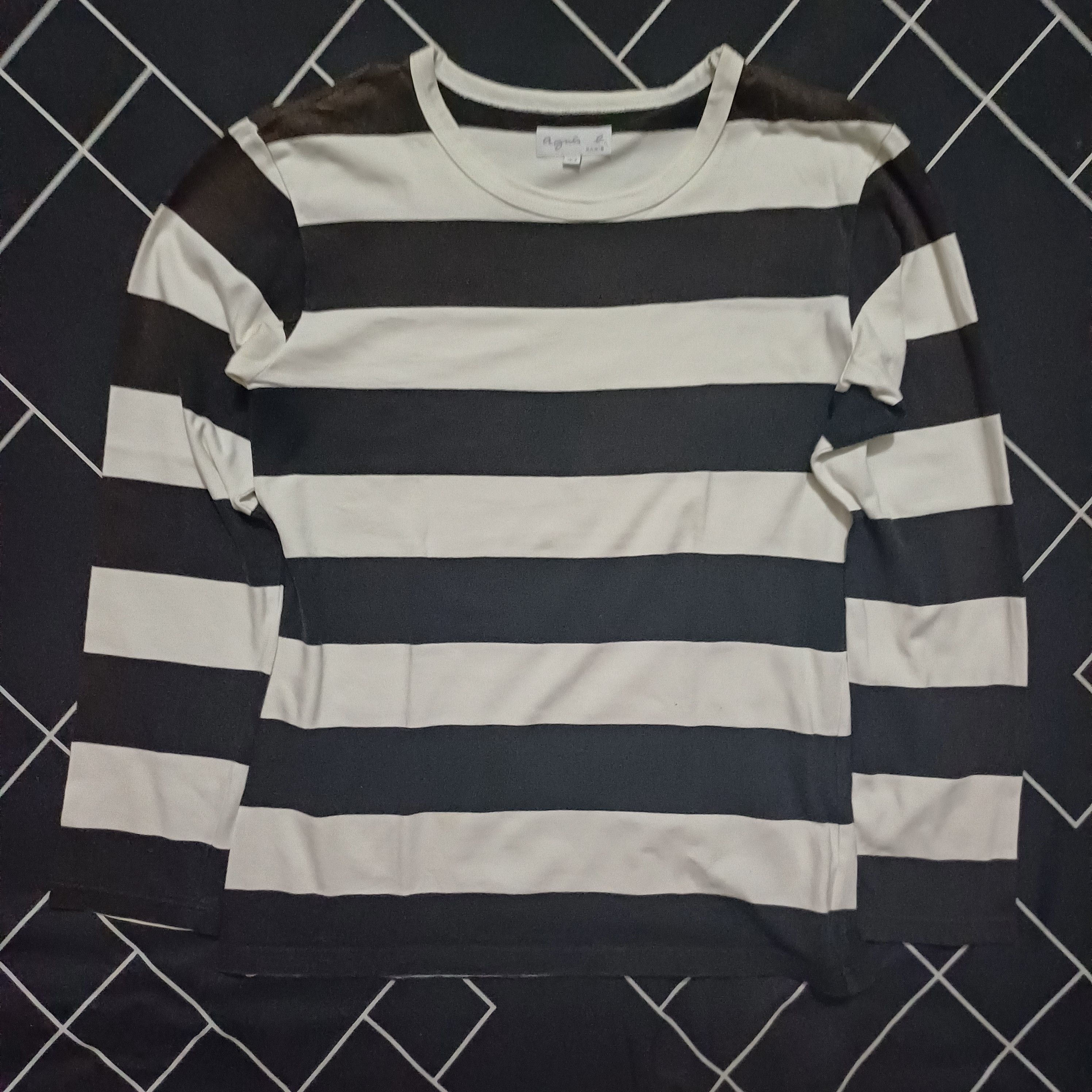 Japanese Brand × agnes b. Vintage Agnes B. Stripes Look Like Kurt Cobain Style T-shirt Size US S / EU 44-46 / 1 - 1 Thumbnail