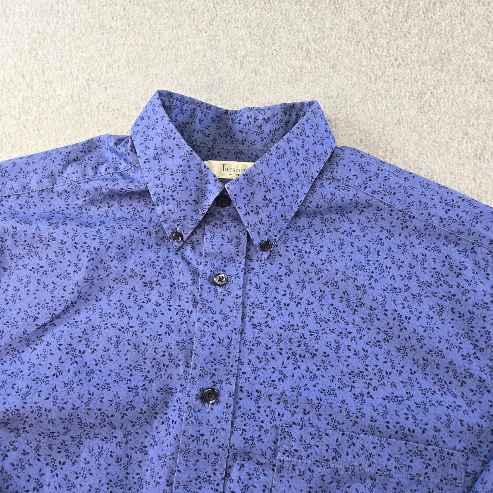 Vintage Turnbury Shirt Mens M Blue Floral Long Sleeve Button Up Cotton Regular Fit Size US M / EU 48-50 / 2 - 2 Thumbnail