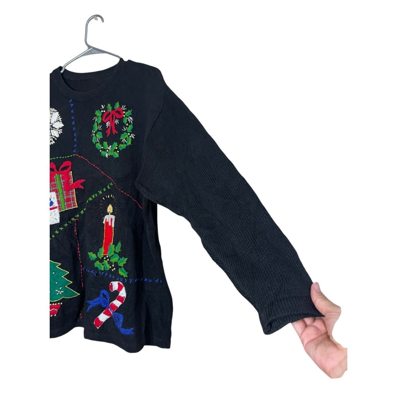 Other Vintage Ugly Christmas Sweater Embroidered Beaded M/L Size M / US 6-8 / IT 42-44 - 3 Thumbnail