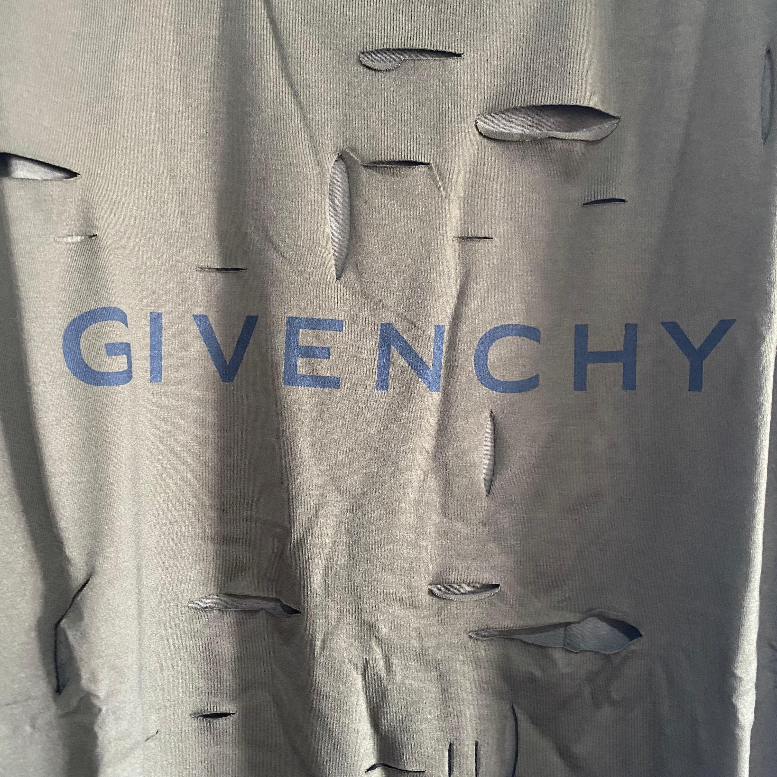 Givenchy Khaki Double Layer Cut-Out Oversized T-Shirt Size US S / EU 44-46 / 1 - 7 Thumbnail