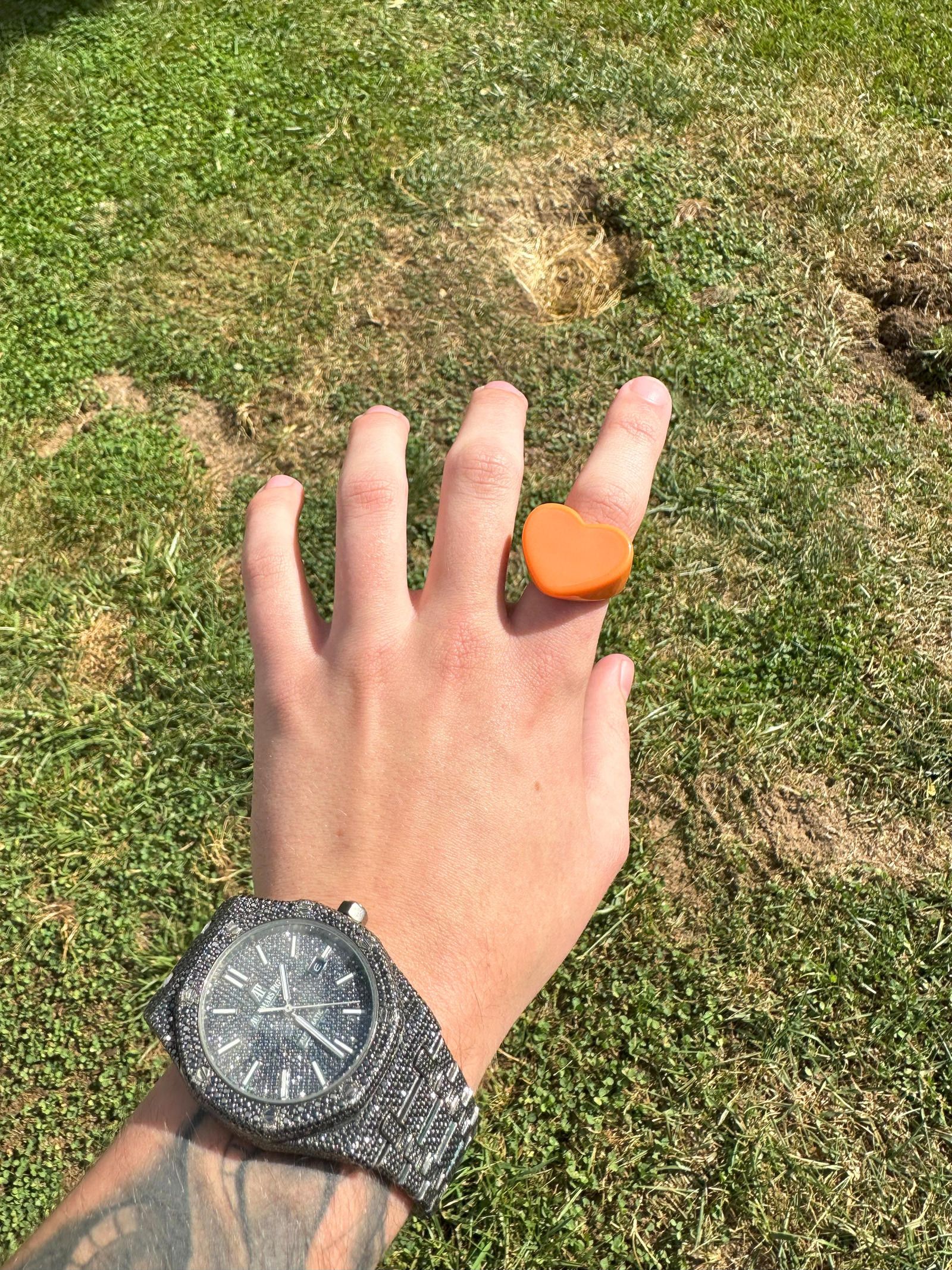 Jewelry Large Orange Heart Ring Size ONE SIZE - 4 Thumbnail
