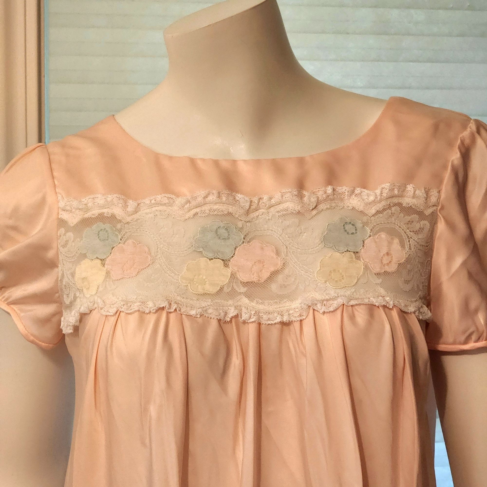 Vintage Christian Dior Nightgown Silk Long Lacy Retro Dress