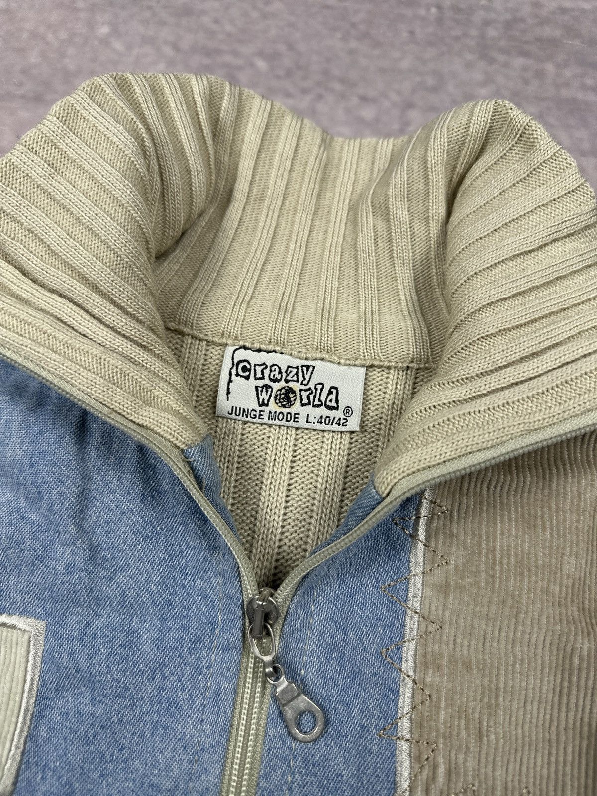 Vintage Vintage Crazy World LGB Style Patchwork Zip Sweater Size M / US 6-8 / IT 42-44 - 8 Thumbnail