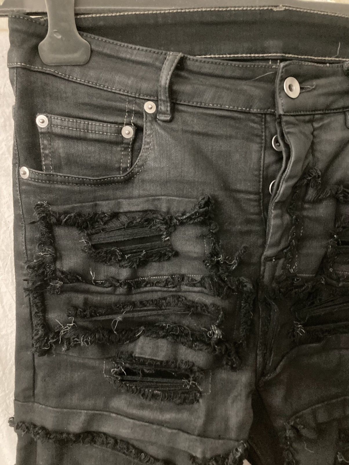 Rick Owens Drkshdw Rick Owens Black Foil Slash Stretch Denim Size US 29 - 3 Thumbnail