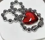 Jewelry Big Red Heart Chain Goth Punk Jewelry Pop Electro Necklace Size ONE SIZE - 2 Thumbnail
