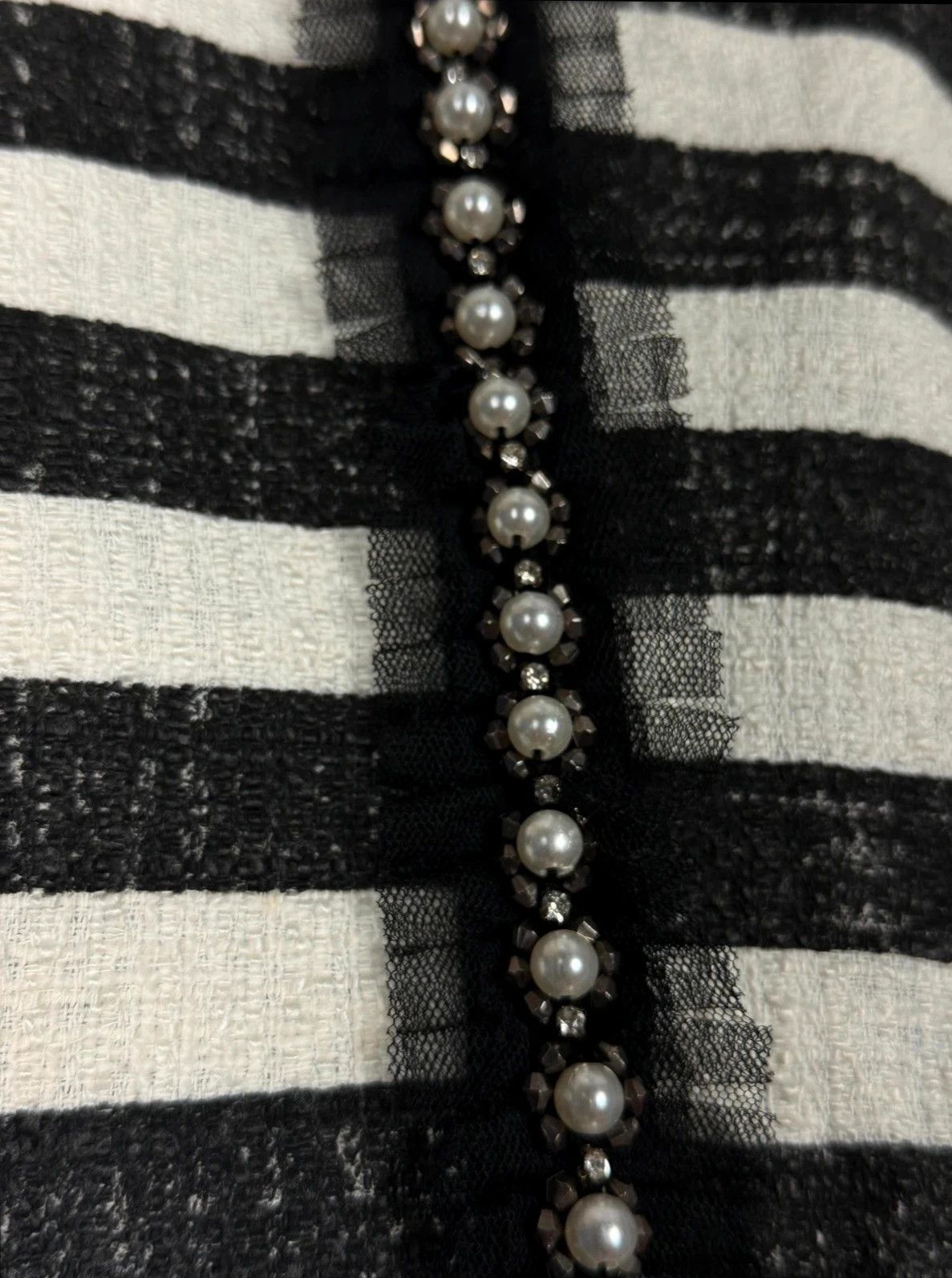 Pinko Pinko Blazer Striped Black White Lace Pearl Italy Size M / US 6-8 / IT 42-44 - 3 Thumbnail