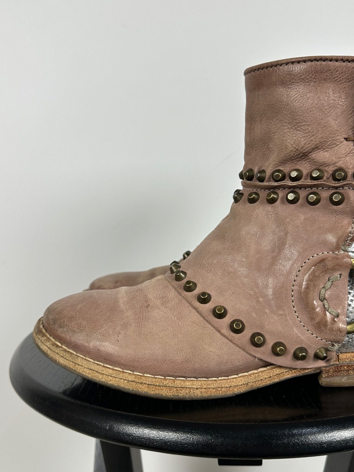 A.S.98 A.S.98. Leather Biker Ankle Studded Buckle Strap Boots Size US 6 / IT 36 - 16 Thumbnail