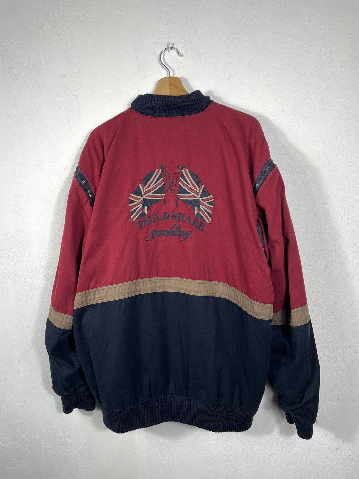 Designer × Paul & Shark × Vintage Retro 90s Navy Red Paul & Shark Double-sided Bomber Size US XXL / EU 58 / 5 - 3 Thumbnail