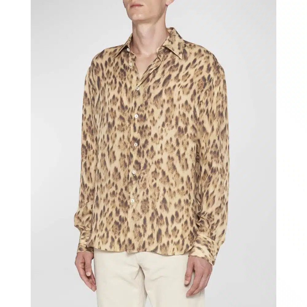 Tom Ford o1loc1c0225 HRT001 Silk Leopard Shirt in Leopard Size US XL / EU 56 / 4 - 2 Thumbnail