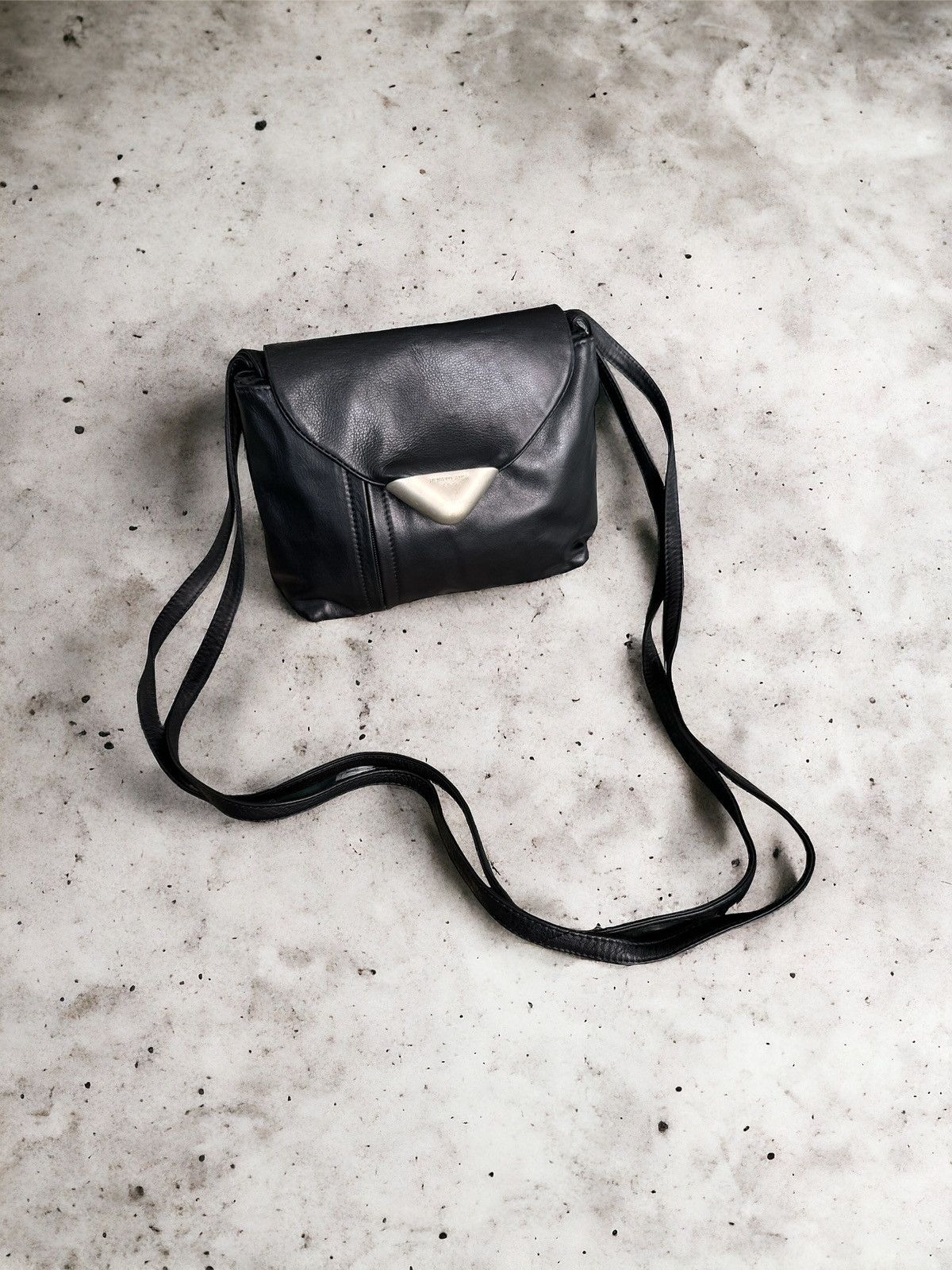 Renato Angi Full Leather Sling Bag in Black, Men's