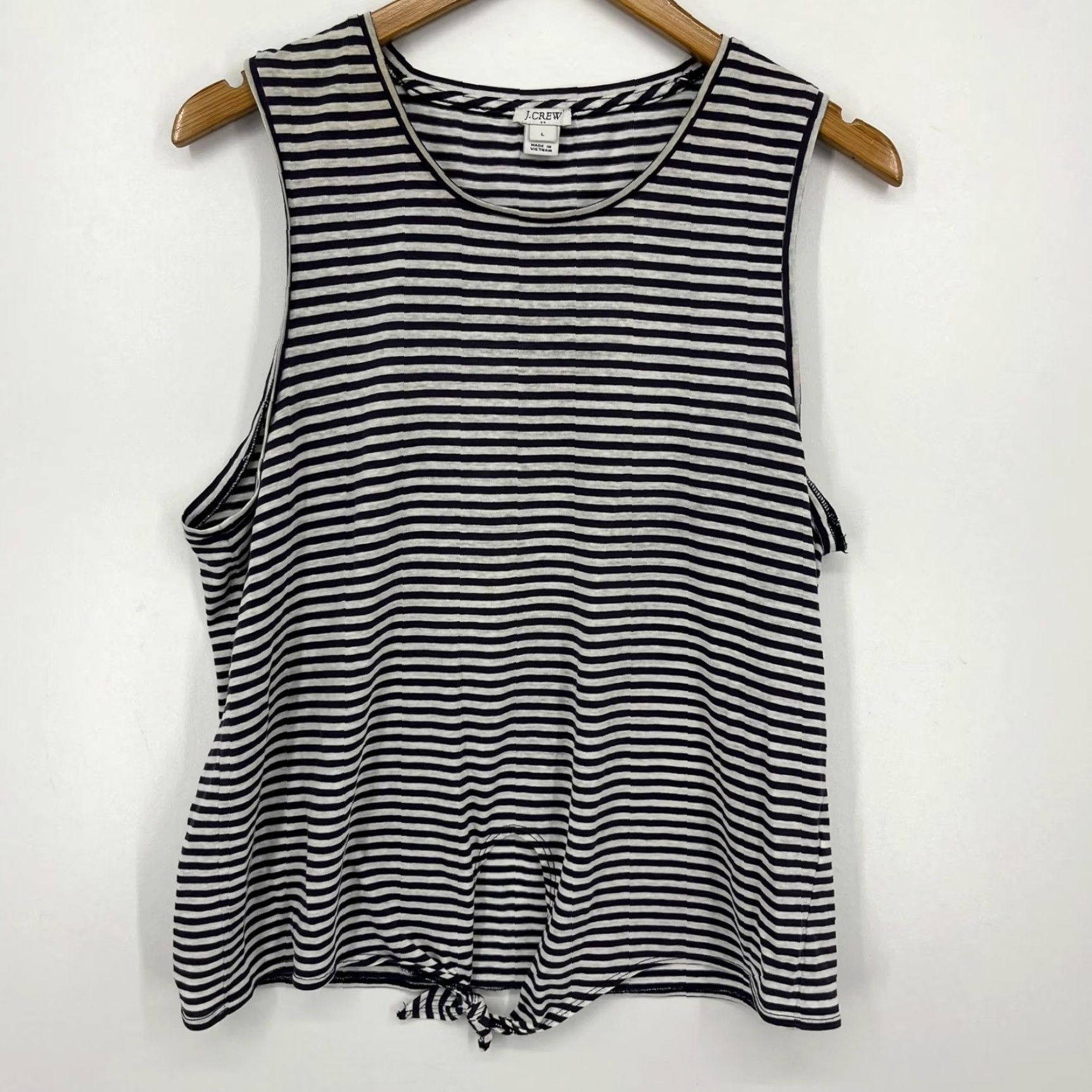 J.Crew J.CREW Tank Top Women's L White Striped Sleeveless Round Neck Size L / US 10 / IT 46 - 2 Thumbnail