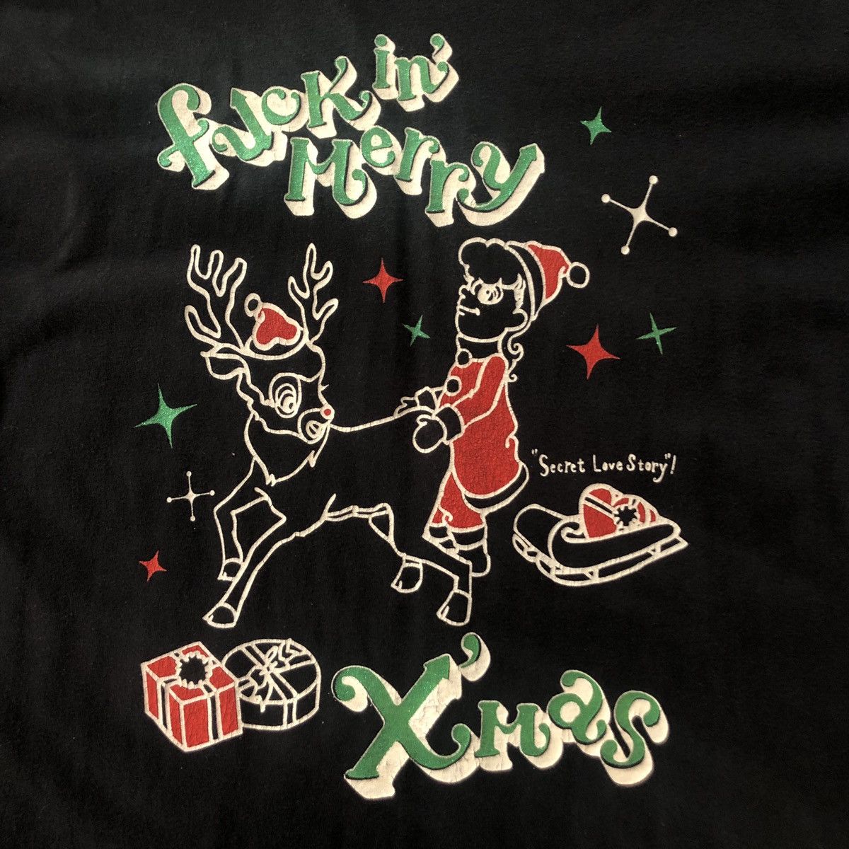 Hanes × Japanese Brand × Vintage Kishidenne Wrerutogood Fuckin Merry Xmas Tee Shirt Size US L / EU 52-54 / 3 - 2 Thumbnail