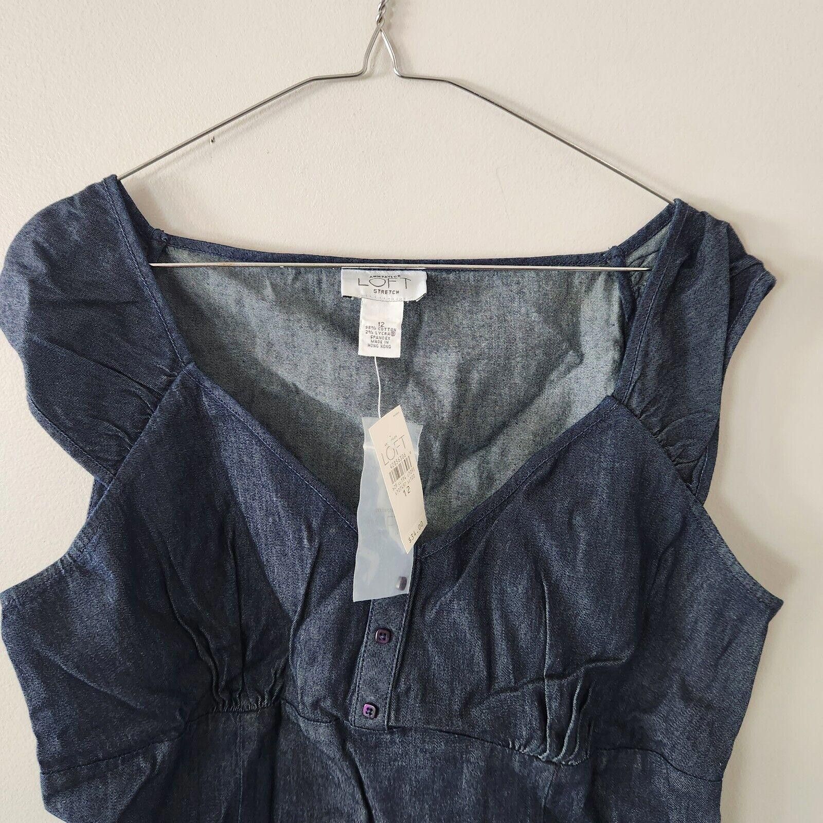 Ann Taylor NWT Ann Taylor Loft Stretch Sleeveless Denim Blouse Size 12 Size XL / US 12-14 / IT 48-50 - 2 Thumbnail