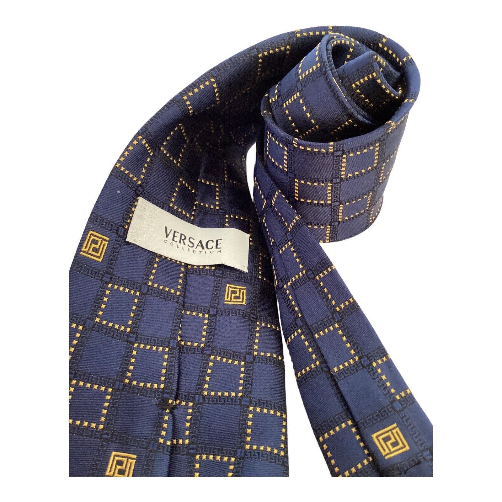 Versace VERSACE Collection Blue Geometric Luxury Silk Tie Made In It Size ONE SIZE - 3 Thumbnail