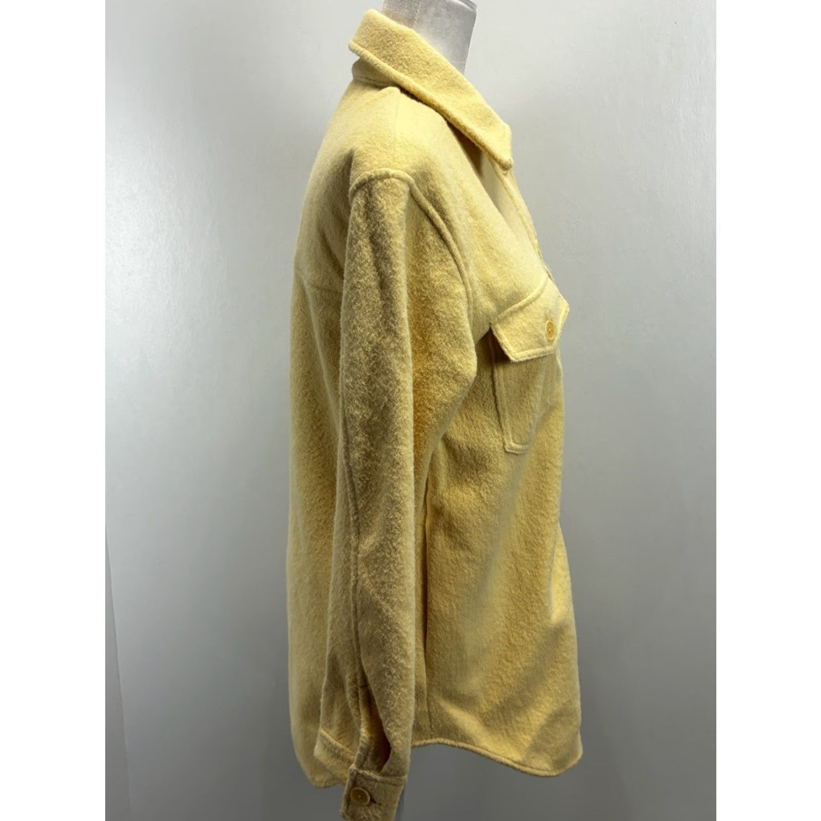 Joie VINTAGE Joie Button-Up Shirt Jacket Shacket Yellow Small Womens Fuzzy Size S / US 4 / IT 40 - 4 Thumbnail
