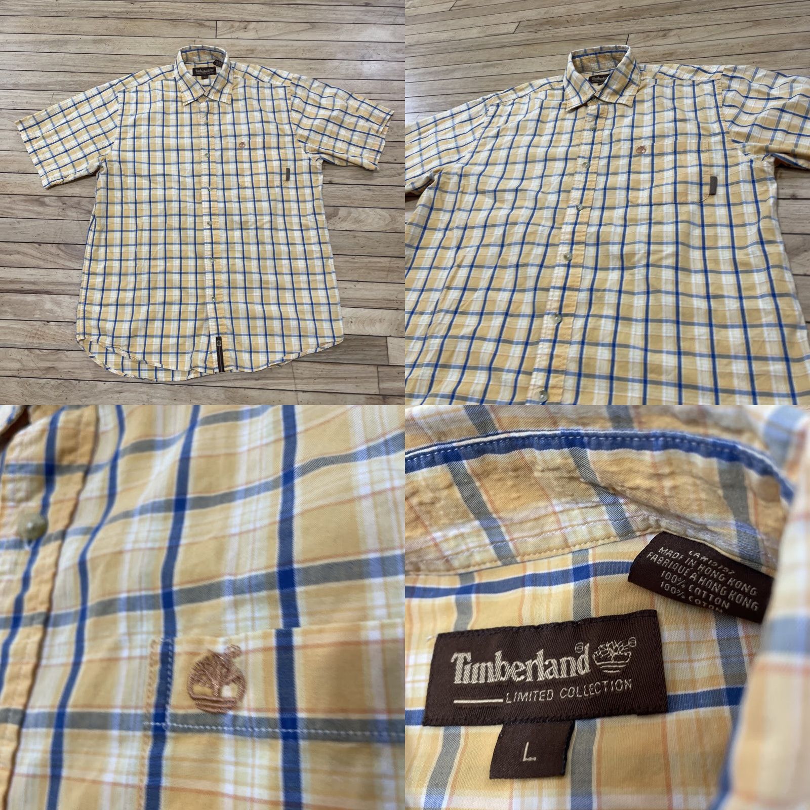 Timberland TIMBERLAND Button-Up Shirt Men L Yellow Blue Plaid Hip Hop Light Collared Shirt Size US L / EU 52-54 / 3 - 9 Thumbnail